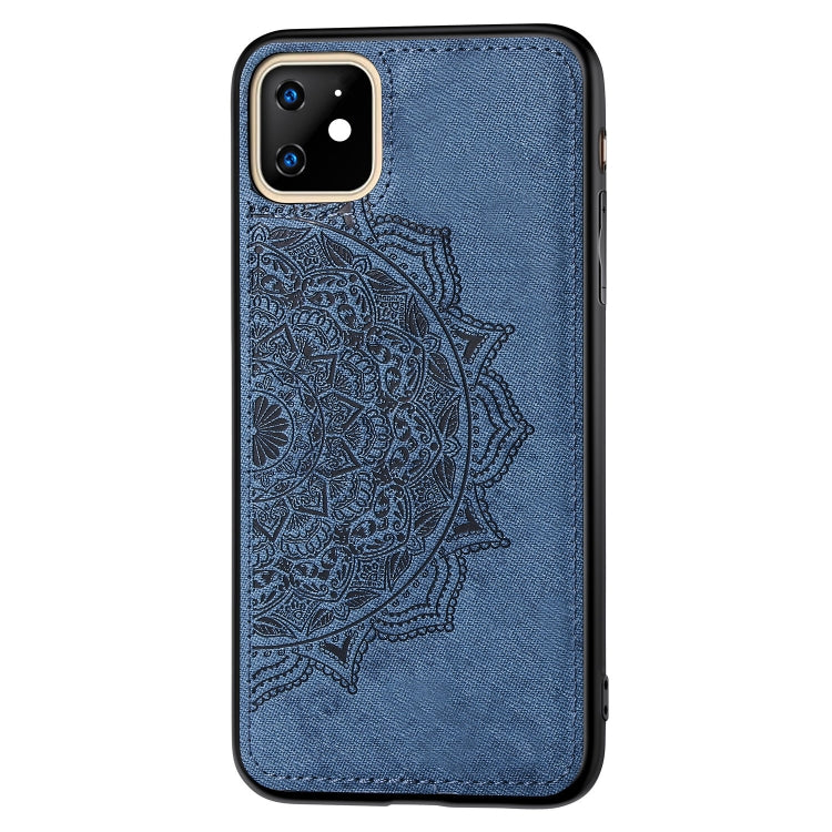 For iPhone 11 Embossed Mandala pattern PC + TPU + Fabric Phone Case, with Lanyard & Magnetic