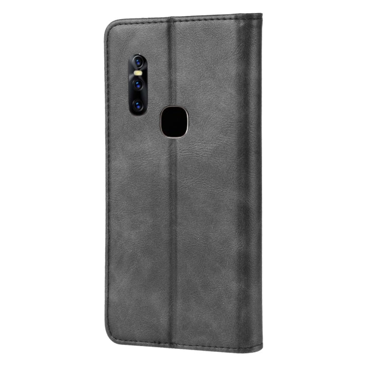 Magnetic Buckle Retro Crazy Horse Texture Horizontal Flip Leather Case for Vivo V15, with Holder & Card Slots & Photo Frame