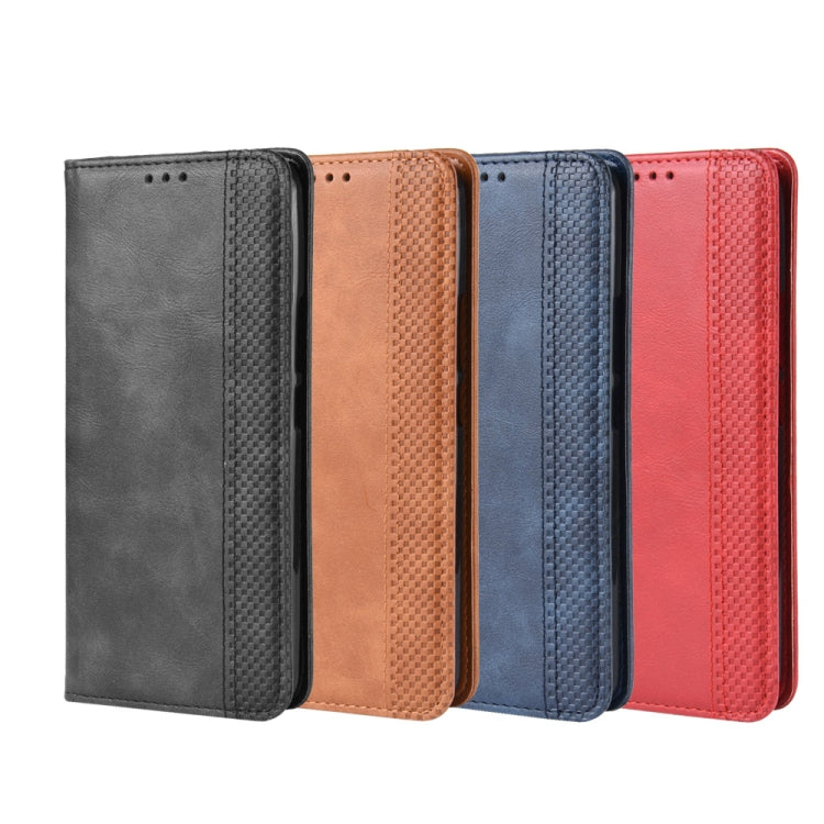 Magnetic Buckle Retro Crazy Horse Texture Horizontal Flip Leather Case for Vivo V15, with Holder & Card Slots & Photo Frame