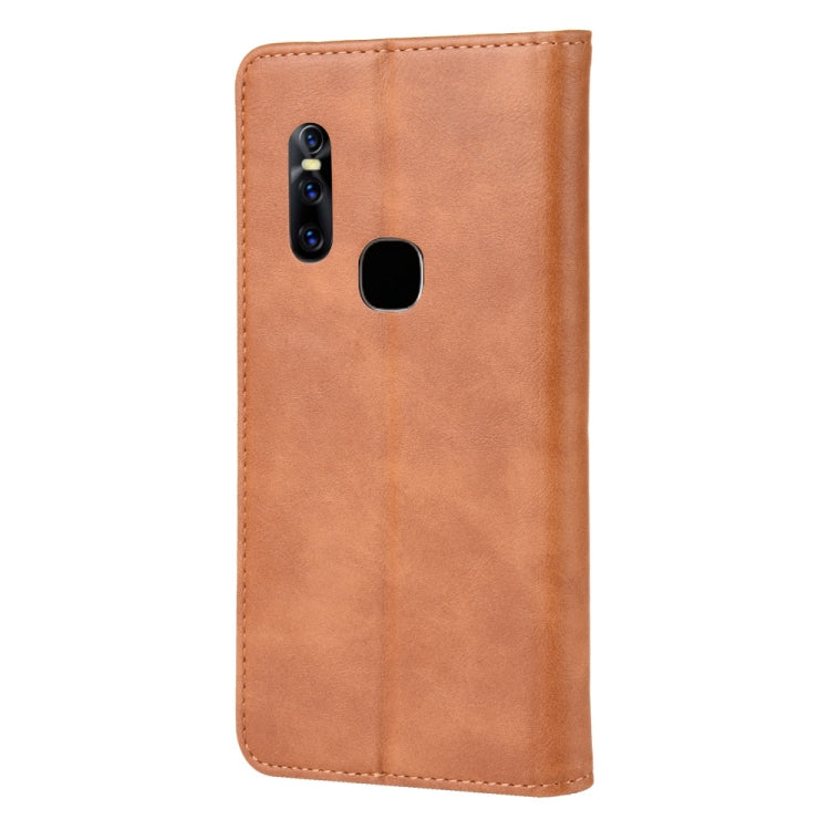 Magnetic Buckle Retro Crazy Horse Texture Horizontal Flip Leather Case for Vivo V15, with Holder & Card Slots & Photo Frame