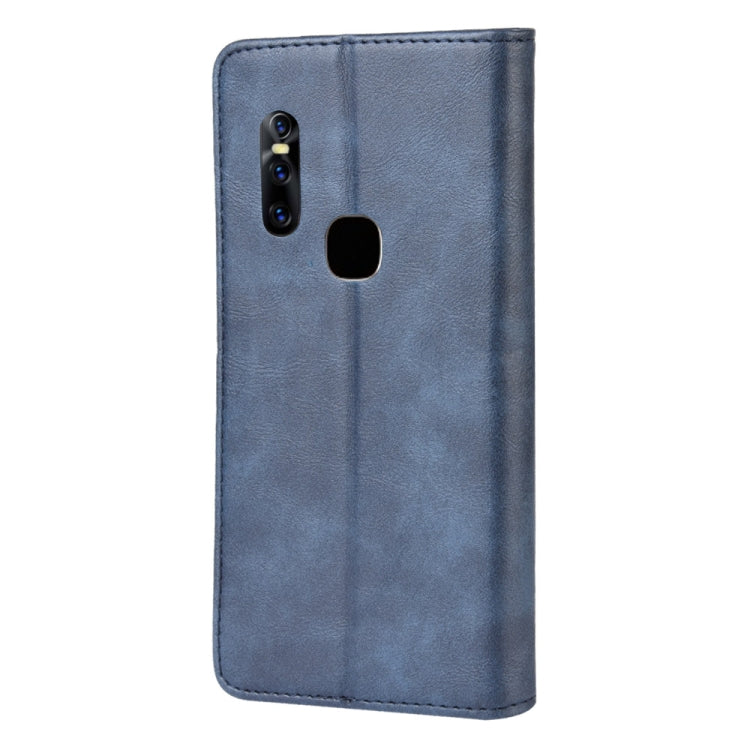 Magnetic Buckle Retro Crazy Horse Texture Horizontal Flip Leather Case for Vivo V15, with Holder & Card Slots & Photo Frame