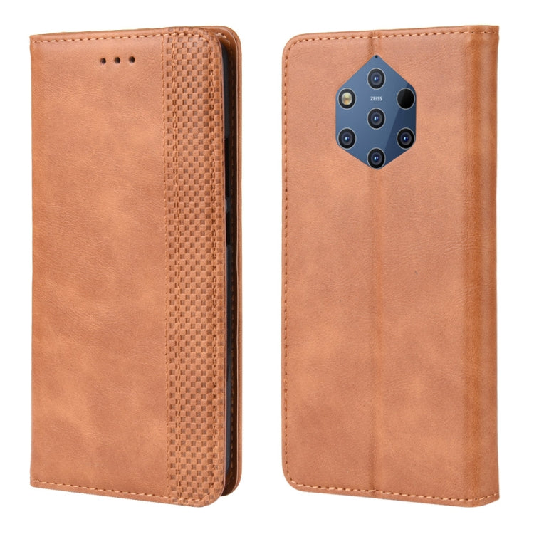 Magnetic Buckle Retro Crazy Horse Texture Horizontal Flip Leather Case for Nokia 9 PureView, with Holder & Card Slots & Photo Frame