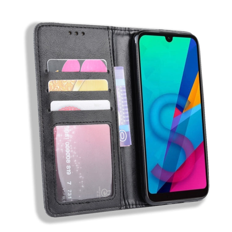Magnetic Buckle Retro Crazy Horse Texture Horizontal Flip Leather Case for Huawei Y5 (2019), with Holder & Card Slots & Photo Frame