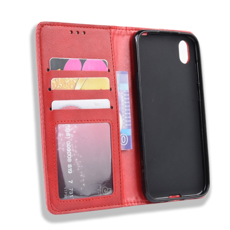 Magnetic Buckle Retro Crazy Horse Texture Horizontal Flip Leather Case for Huawei Y5 (2019), with Holder & Card Slots & Photo Frame