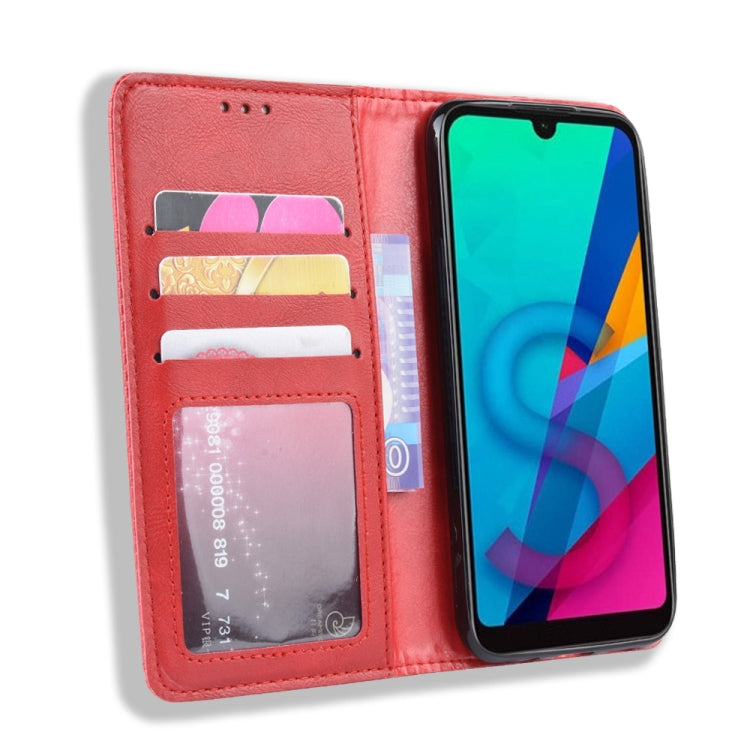 Magnetic Buckle Retro Crazy Horse Texture Horizontal Flip Leather Case for Huawei Y5 (2019), with Holder & Card Slots & Photo Frame