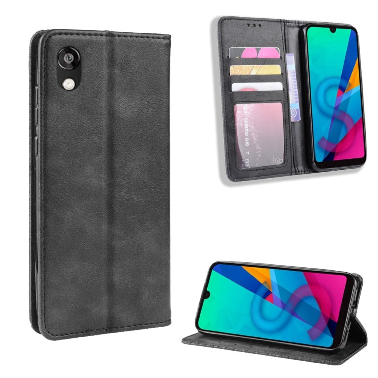 Magnetic Buckle Retro Crazy Horse Texture Horizontal Flip Leather Case for Huawei Honor 8S, with Holder & Card Slots & Photo Frame