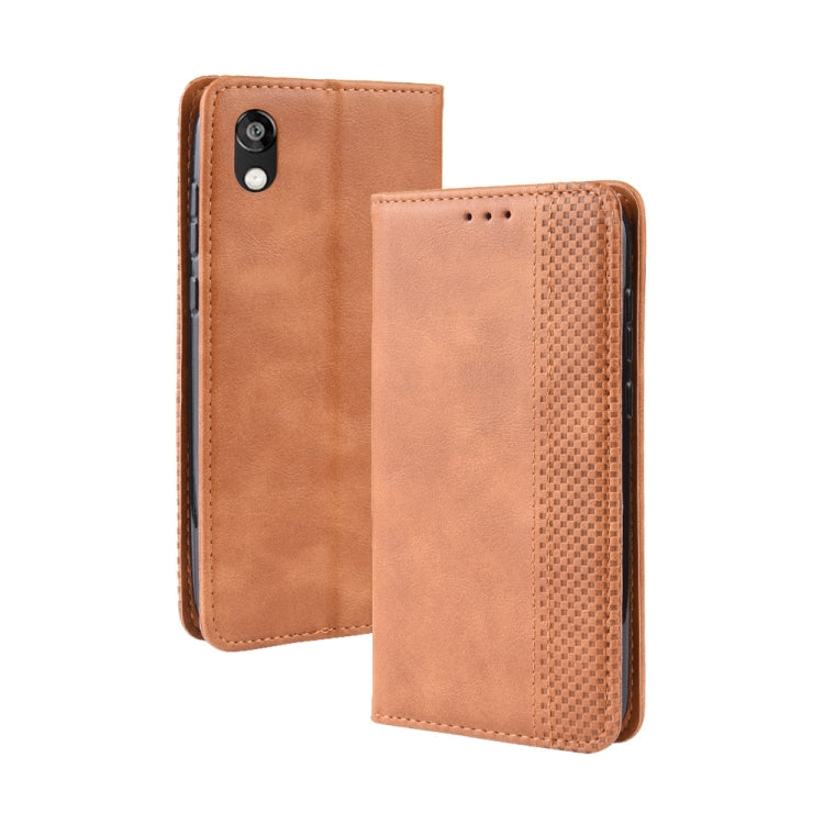 Magnetic Buckle Retro Crazy Horse Texture Horizontal Flip Leather Case for Huawei Honor 8S, with Holder & Card Slots & Photo Frame