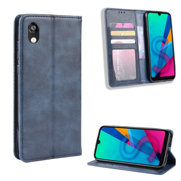 Magnetic Buckle Retro Crazy Horse Texture Horizontal Flip Leather Case for Huawei Honor 8S, with Holder & Card Slots & Photo Frame
