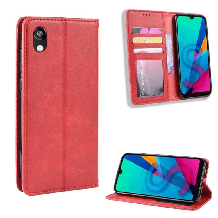 Magnetic Buckle Retro Crazy Horse Texture Horizontal Flip Leather Case for Huawei Honor 8S, with Holder & Card Slots & Photo Frame