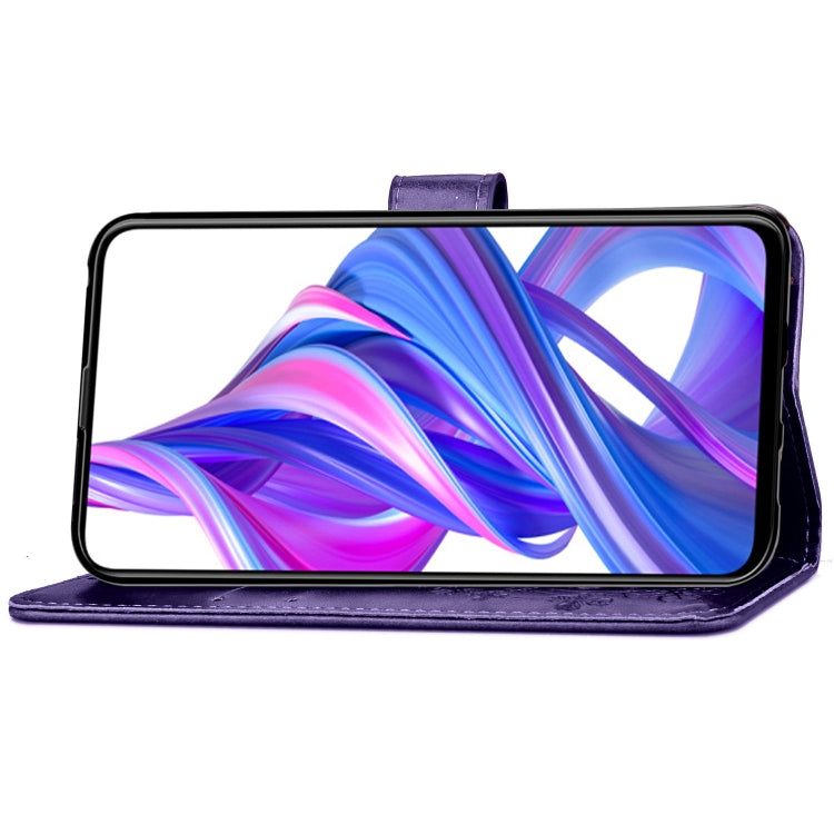 Lucky Clover Pressed Flowers Pattern Leather Case for Huawei Honor 9X , with Holder & Card Slots & Wallet & Hand Strap