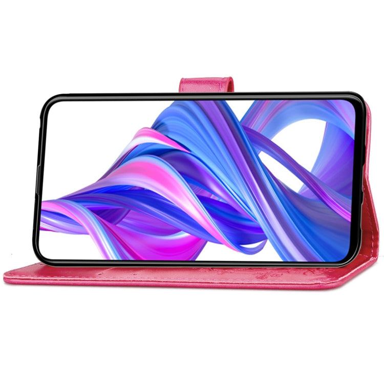 Lucky Clover Pressed Flowers Pattern Leather Case for Huawei Honor 9X , with Holder & Card Slots & Wallet & Hand Strap