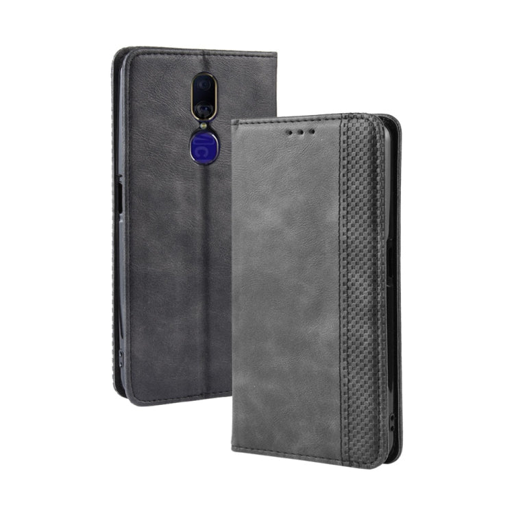 Magnetic Buckle Retro Crazy Horse Texture Horizontal Flip Leather Case for Oppo F11 , with Holder & Card Slots & Photo Frame