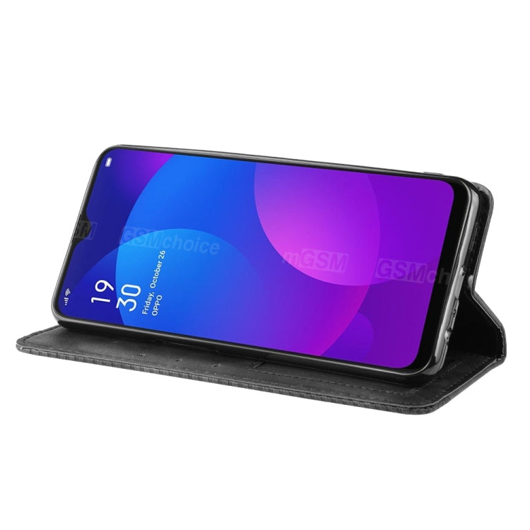 Magnetic Buckle Retro Crazy Horse Texture Horizontal Flip Leather Case for Oppo F11 , with Holder & Card Slots & Photo Frame