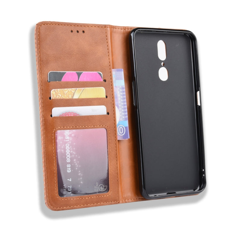 Magnetic Buckle Retro Crazy Horse Texture Horizontal Flip Leather Case for Oppo F11 , with Holder & Card Slots & Photo Frame