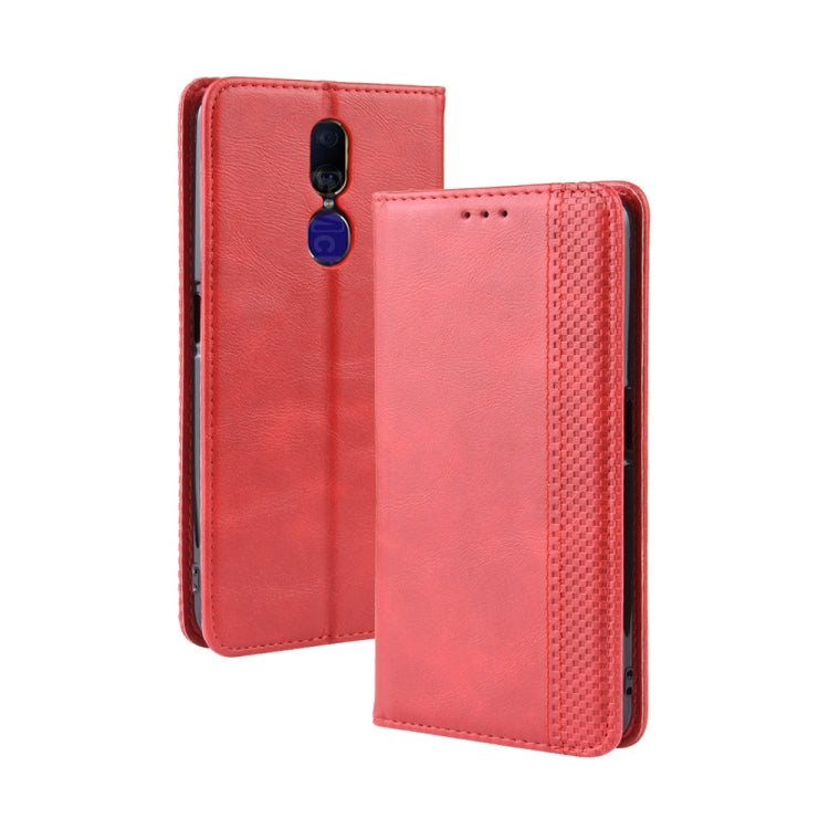 Magnetic Buckle Retro Crazy Horse Texture Horizontal Flip Leather Case for Oppo F11 , with Holder & Card Slots & Photo Frame