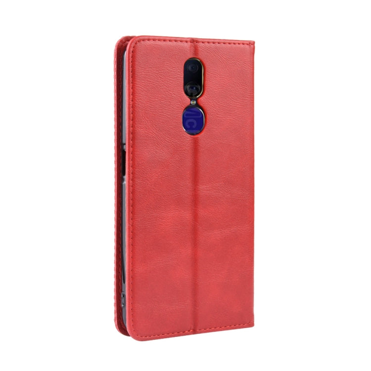 Magnetic Buckle Retro Crazy Horse Texture Horizontal Flip Leather Case for Oppo F11 , with Holder & Card Slots & Photo Frame