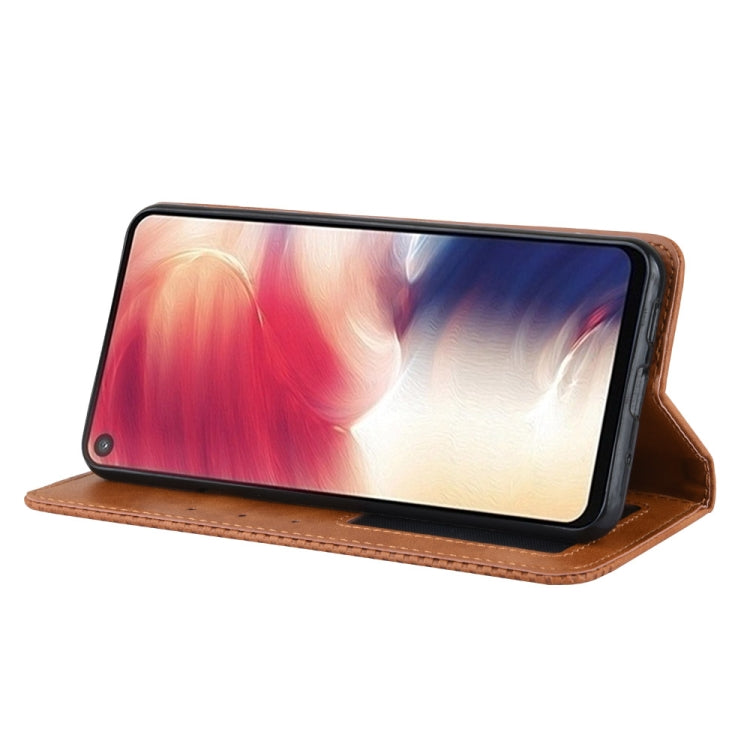 Magnetic Buckle Retro Crazy Horse Texture Horizontal Flip Leather Case for Galaxy A60, with Holder & Card Slots & Photo Frame