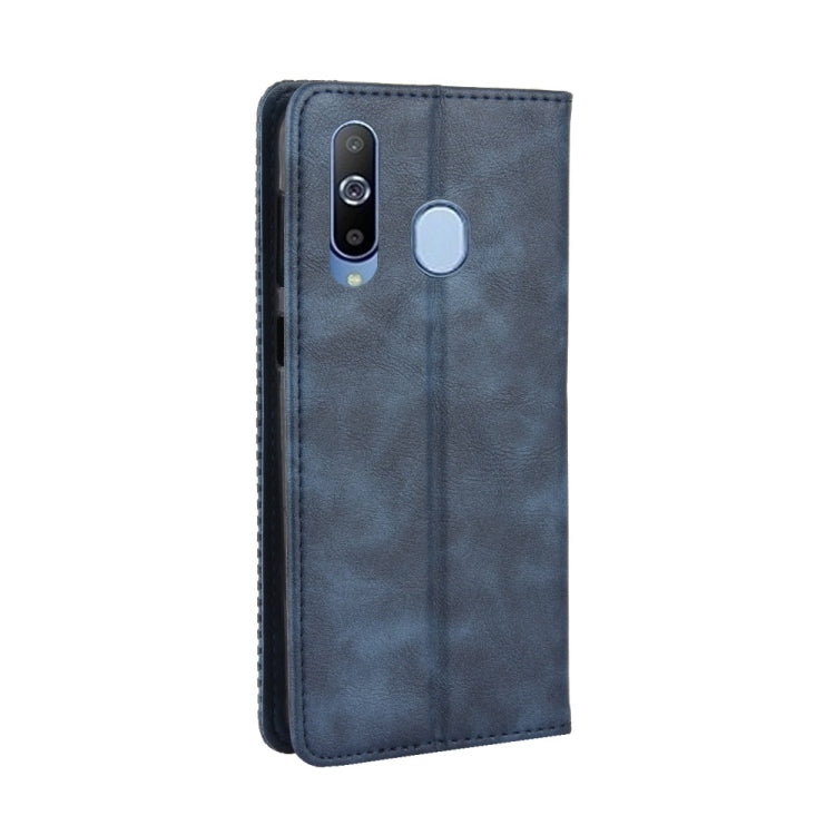 Magnetic Buckle Retro Crazy Horse Texture Horizontal Flip Leather Case for Galaxy A60, with Holder & Card Slots & Photo Frame