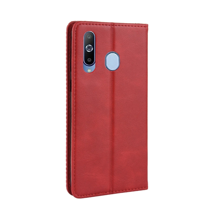 Magnetic Buckle Retro Crazy Horse Texture Horizontal Flip Leather Case for Galaxy A60, with Holder & Card Slots & Photo Frame