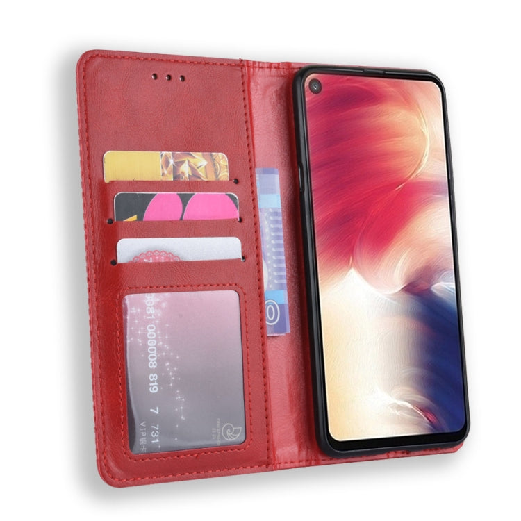 Magnetic Buckle Retro Crazy Horse Texture Horizontal Flip Leather Case for Galaxy A60, with Holder & Card Slots & Photo Frame