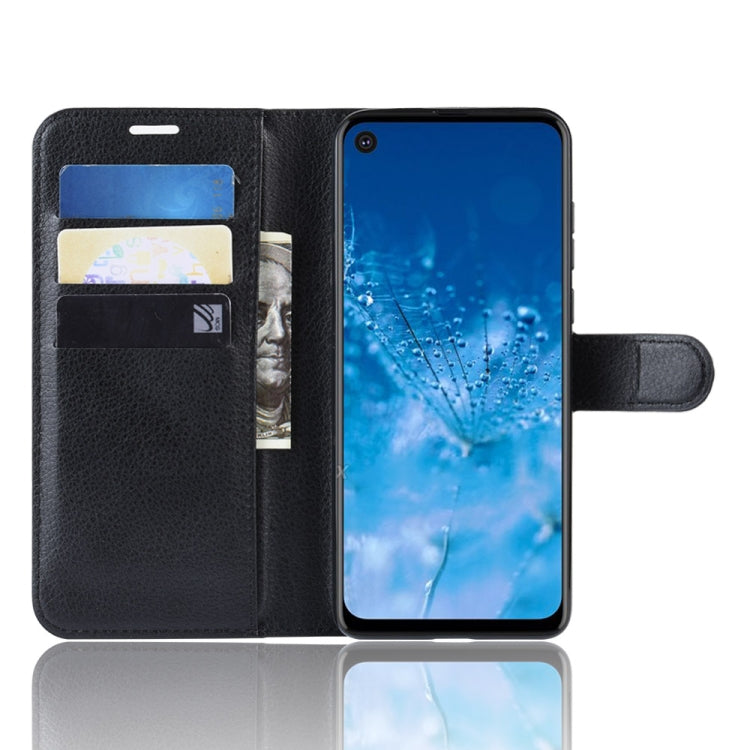 Litchi Skin PU Leather Wallet Stand Mobile Casing for Motorola Moto P40 Power