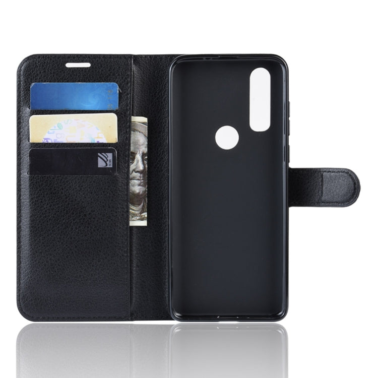 Litchi Skin PU Leather Wallet Stand Mobile Casing for Motorola Moto P40 Power