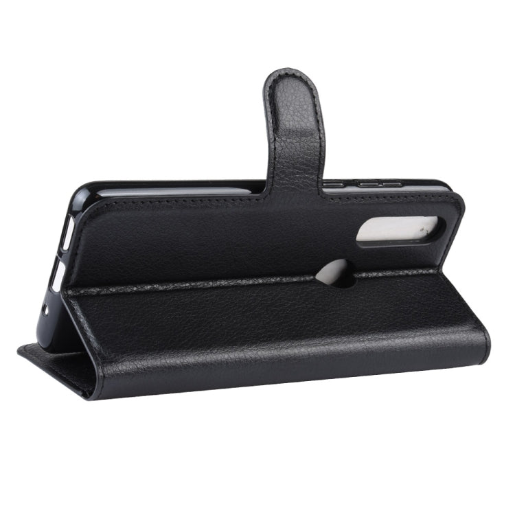 Litchi Skin PU Leather Wallet Stand Mobile Casing for Motorola Moto P40 Power