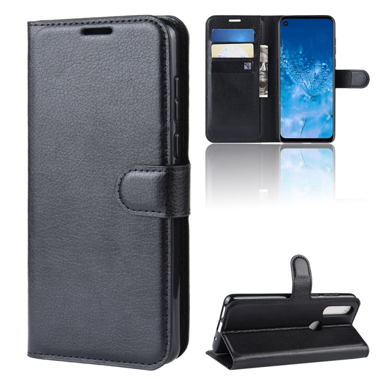 Litchi Skin PU Leather Wallet Stand Mobile Casing for Motorola Moto P40 Power