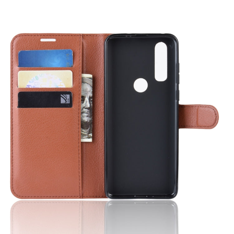 Litchi Skin PU Leather Wallet Stand Mobile Casing for Motorola Moto P40 Power