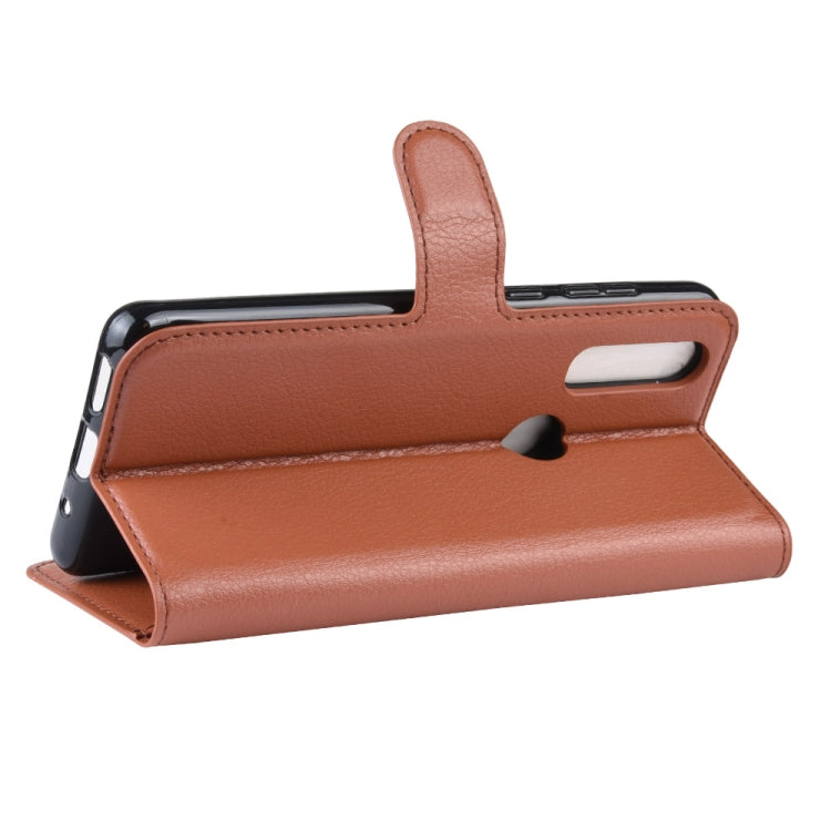 Litchi Skin PU Leather Wallet Stand Mobile Casing for Motorola Moto P40 Power