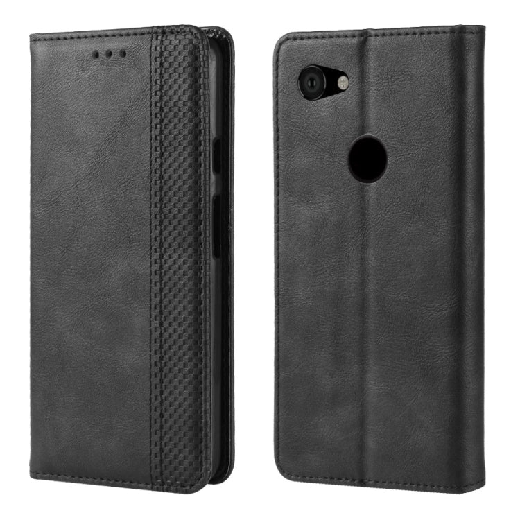 Magnetic Buckle Retro Crazy Horse Texture Horizontal Flip Leather Case for Google Pixel 3a XL , with Holder & Card Slots & Photo Frame