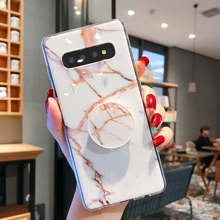 Marble Strip TPU Protection Back Cover Case for Galaxy S10+, with Holder