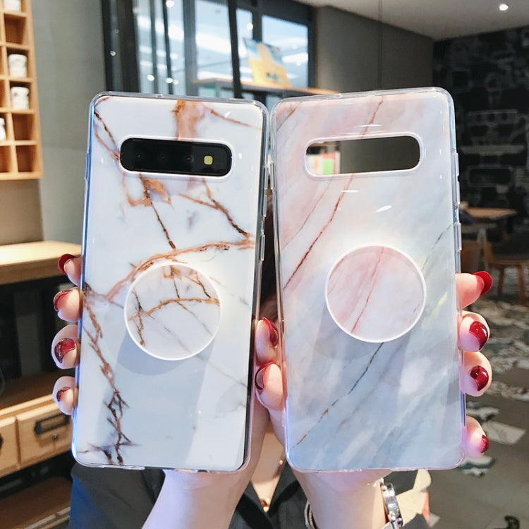 Marble Strip TPU Protection Back Cover Case for Galaxy S10+, with Holder
