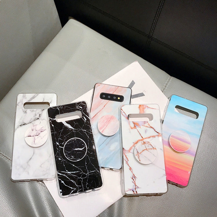 Marble Strip TPU Protection Back Cover Case for Galaxy S10+, with Holder