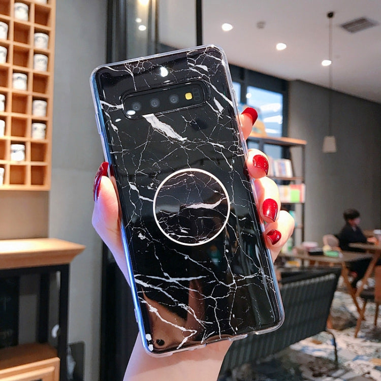 Marble Strip TPU Protection Back Cover Case for Galaxy S10+, with Holder