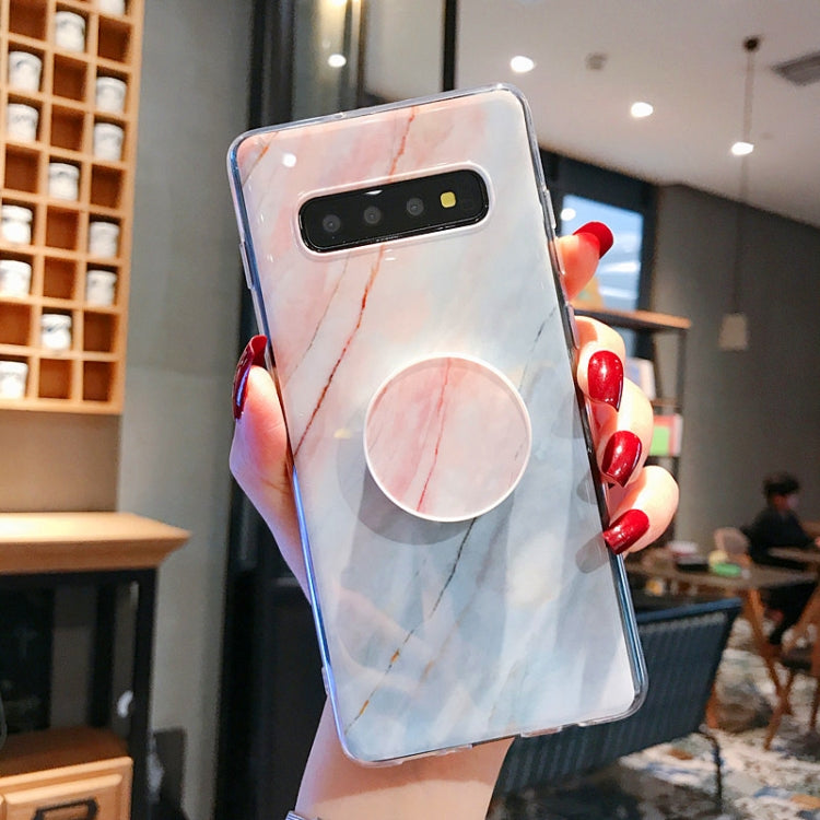 Marble Strip TPU Protection Back Cover Case for Galaxy S10+, with Holder