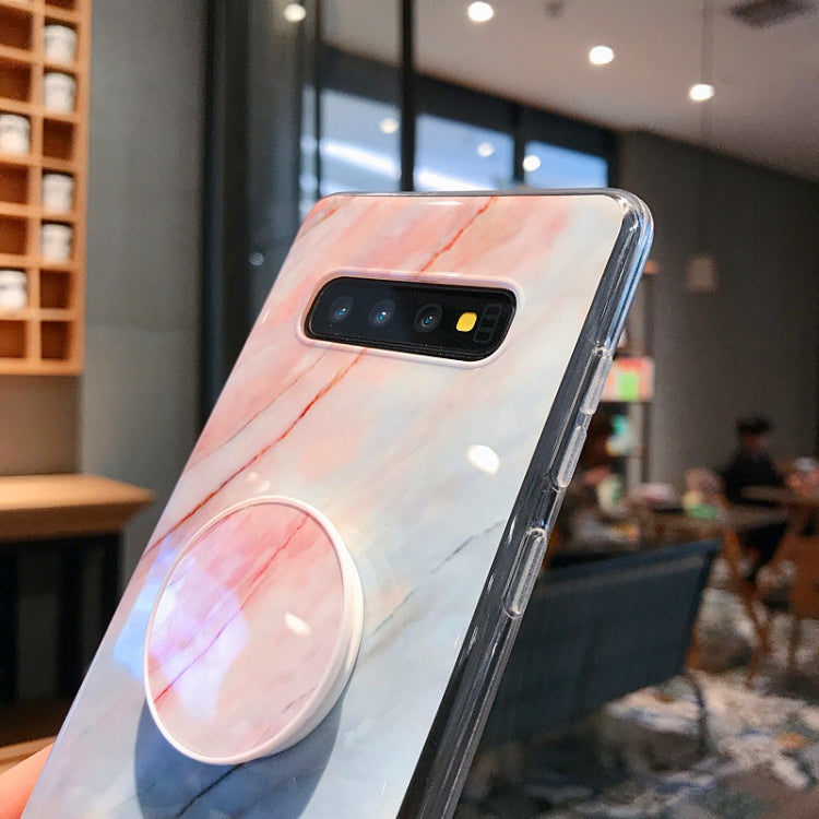 Marble Strip TPU Protection Back Cover Case for Galaxy S10+, with Holder