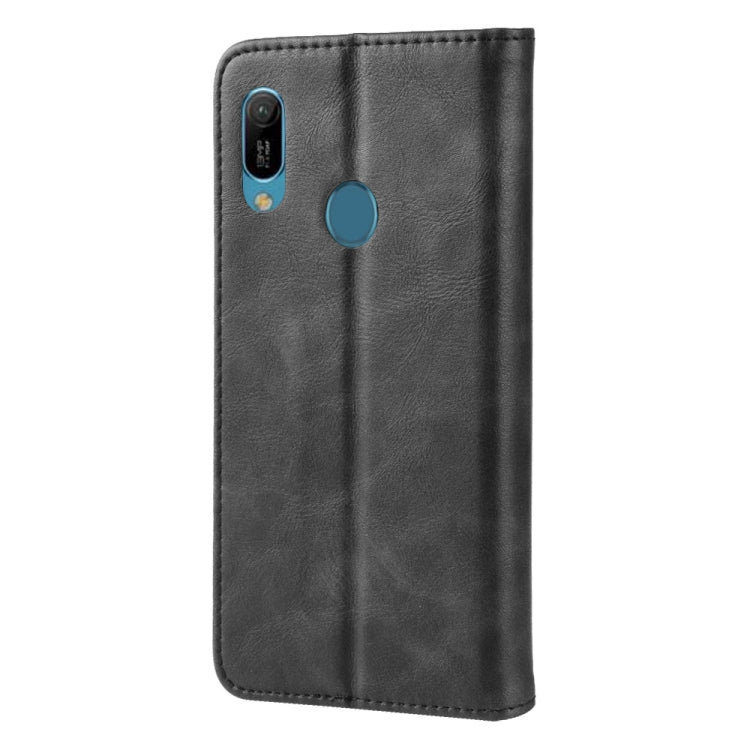 Magnetic Buckle Retro Crazy Horse Texture Horizontal Flip Leather Case for Huawei Y6 (2019), with Holder & Card Slots & Photo Frame
