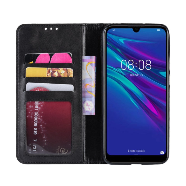 Magnetic Buckle Retro Crazy Horse Texture Horizontal Flip Leather Case for Huawei Y6 (2019), with Holder & Card Slots & Photo Frame