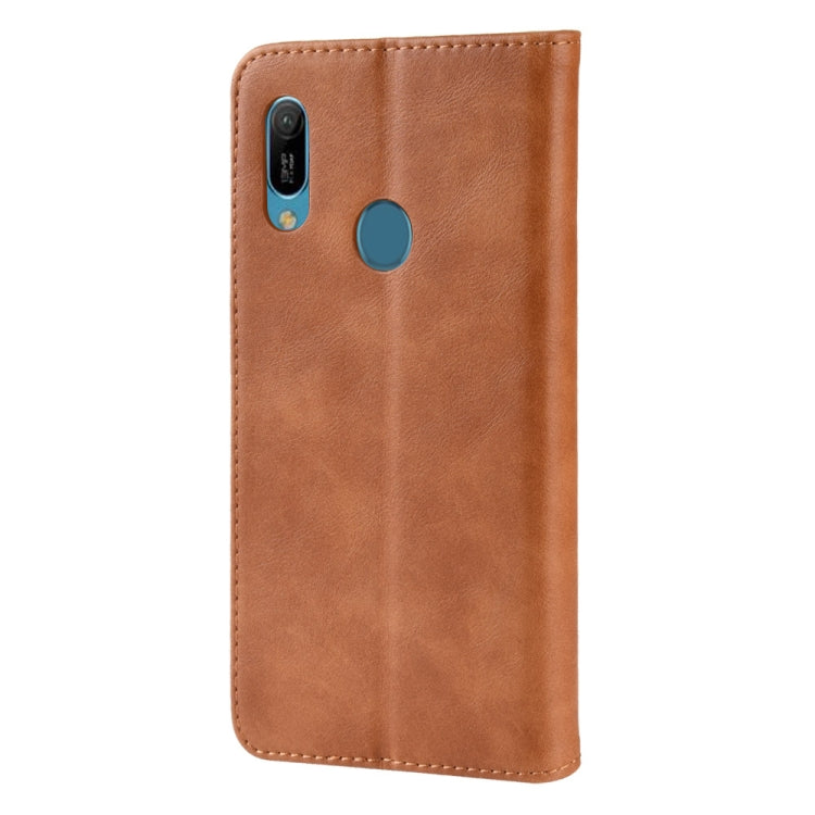 Magnetic Buckle Retro Crazy Horse Texture Horizontal Flip Leather Case for Huawei Y6 (2019), with Holder & Card Slots & Photo Frame