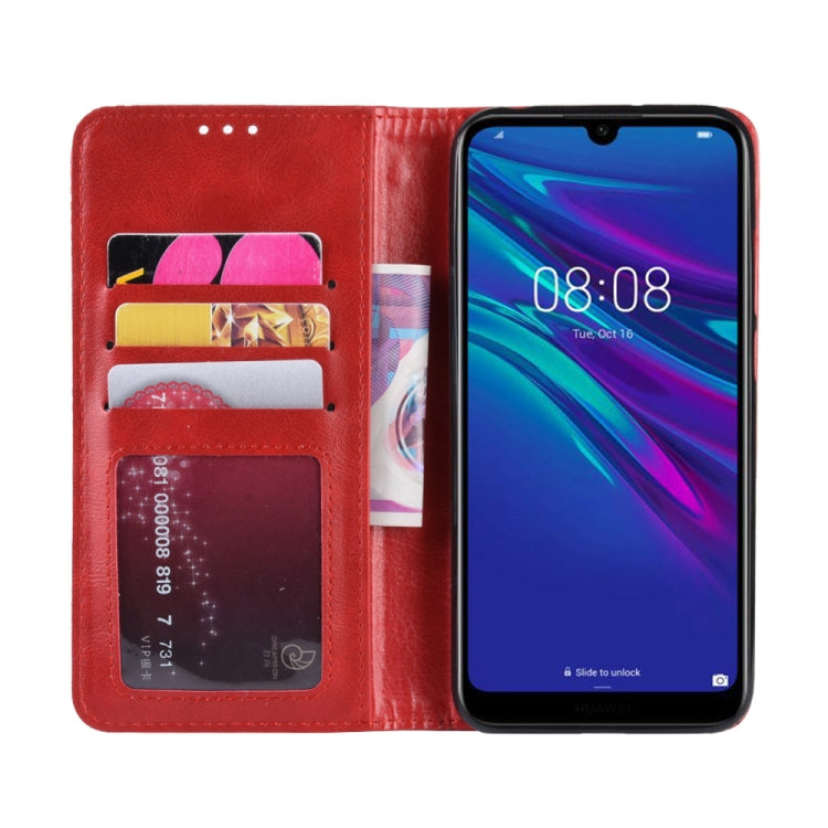 Magnetic Buckle Retro Crazy Horse Texture Horizontal Flip Leather Case for Huawei Y6 (2019), with Holder & Card Slots & Photo Frame