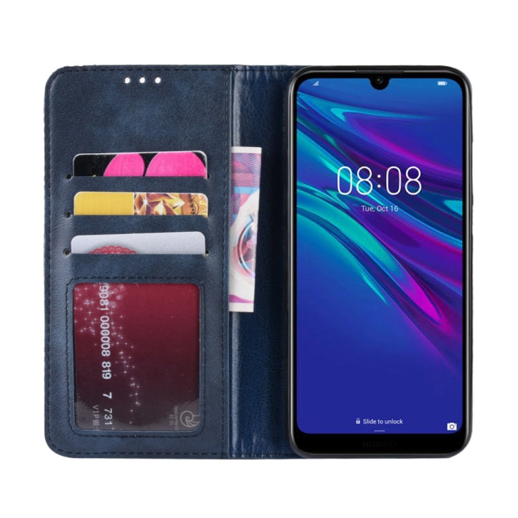 Magnetic Buckle Retro Crazy Horse Texture Horizontal Flip Leather Case for Huawei Y6 (2019), with Holder & Card Slots & Photo Frame