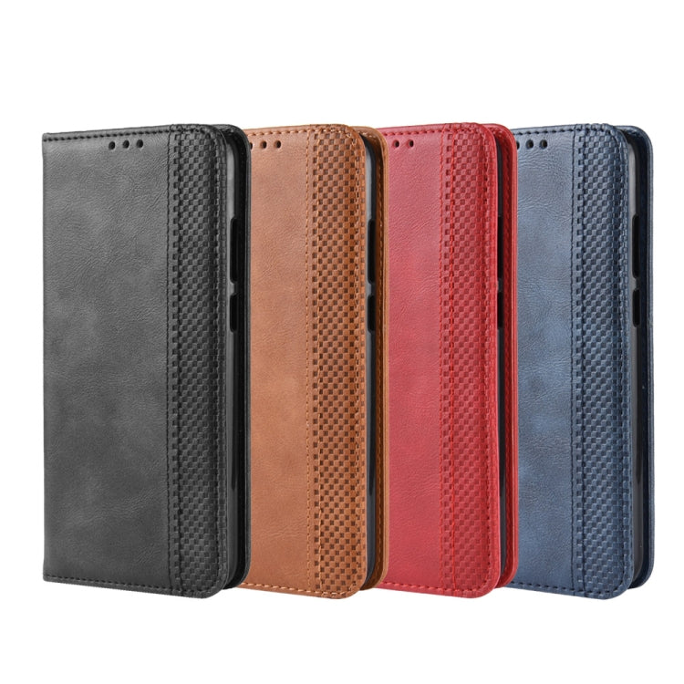 Magnetic Buckle Retro Crazy Horse Texture Horizontal Flip Leather Case for Huawei Y6 (2019), with Holder & Card Slots & Photo Frame