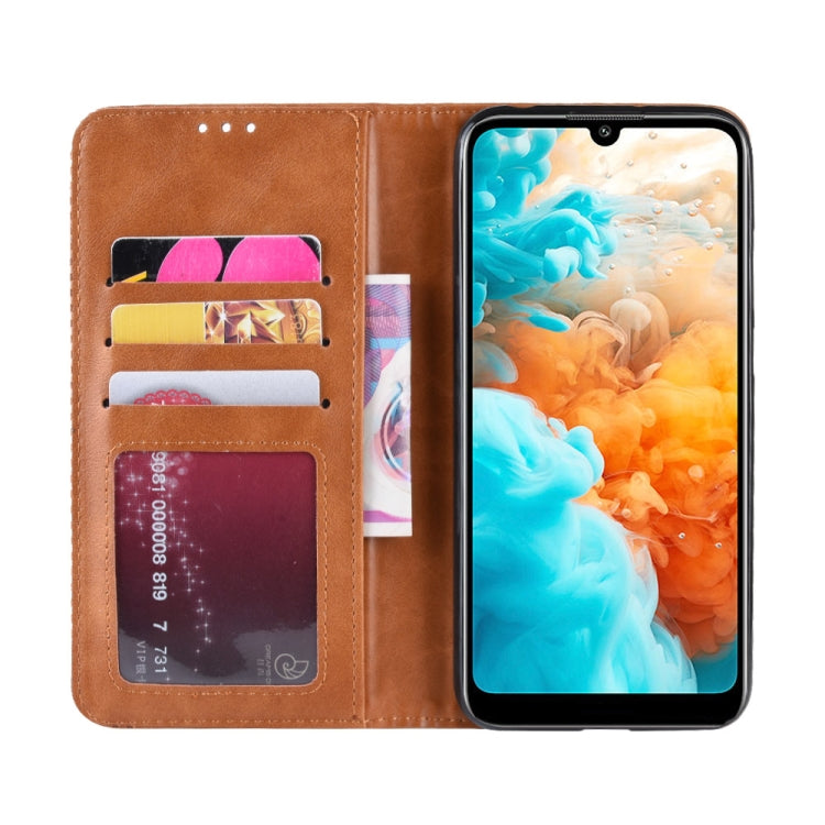 Magnetic Buckle Retro Crazy Horse Texture Horizontal Flip Leather Case for Huawei Y6 Pro (2019)  , with Holder & Card Slots & Photo Frame