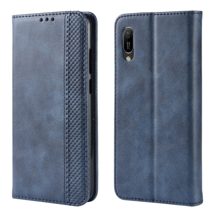 Magnetic Buckle Retro Crazy Horse Texture Horizontal Flip Leather Case for Huawei Y6 Pro (2019)  , with Holder & Card Slots & Photo Frame