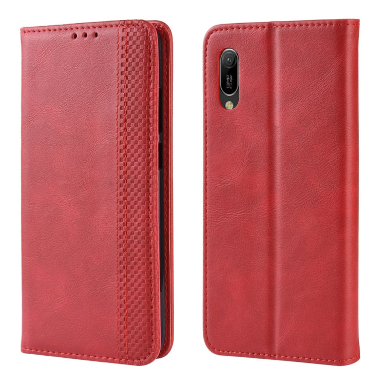 Magnetic Buckle Retro Crazy Horse Texture Horizontal Flip Leather Case for Huawei Y6 Pro (2019)  , with Holder & Card Slots & Photo Frame
