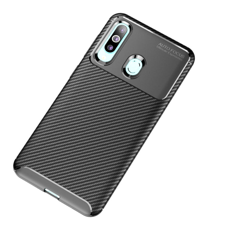 Beetle Series Carbon Fiber Texture Shockproof TPU Case for Galaxy A60(Brown)