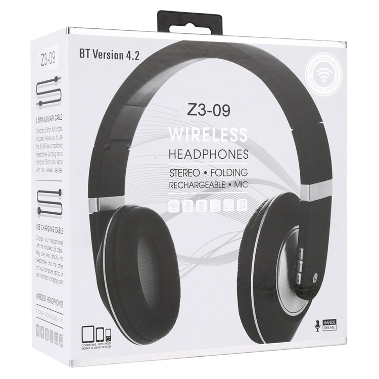 Z3-09 Bluetooth 4.2 Wireless Stereo Foldable Bluetooth Headphone with Microphone, Support 3.5mm AUX Cable