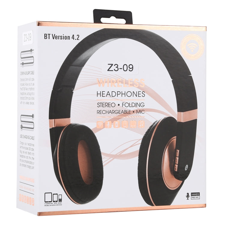 Z3-09 Bluetooth 4.2 Wireless Stereo Foldable Bluetooth Headphone with Microphone, Support 3.5mm AUX Cable