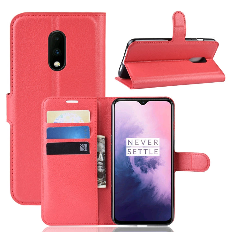 Litchi Texture Horizontal Flip Leather Case for OnePlus 7, with Holder & Card Slots & Wallet